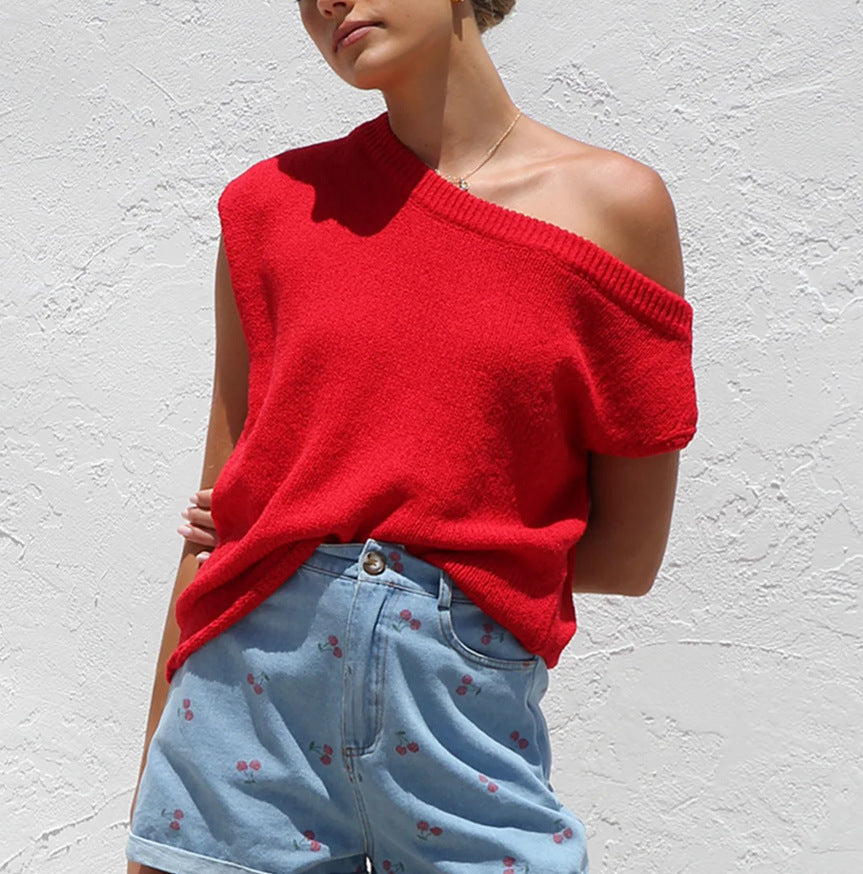 Damen modisches, asymmetrisches Top EB