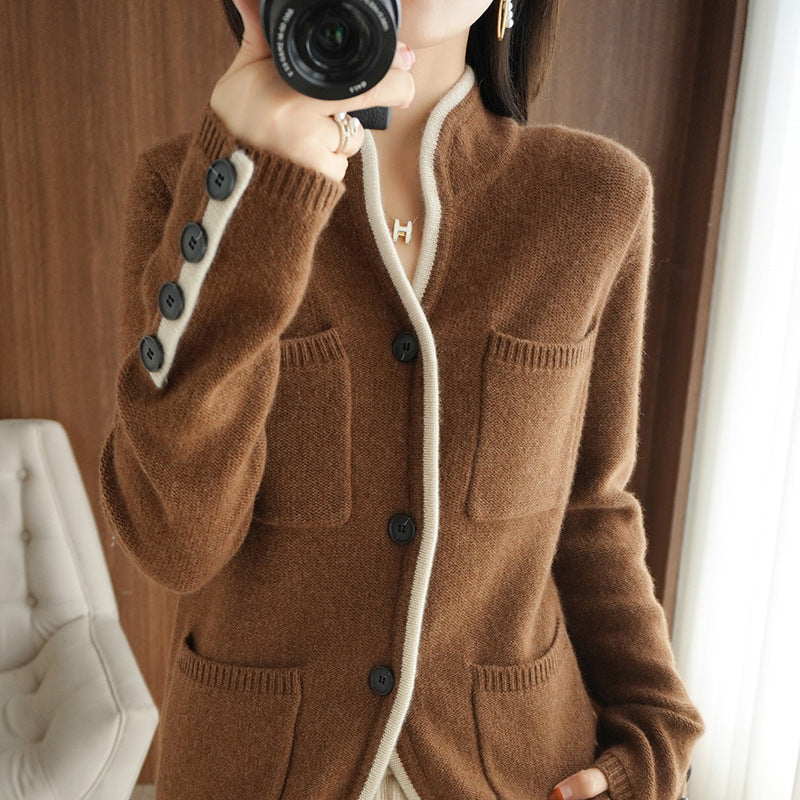 Damen Strickjacke mit hochwertiger Wollqualität und praktischen Taschen EB