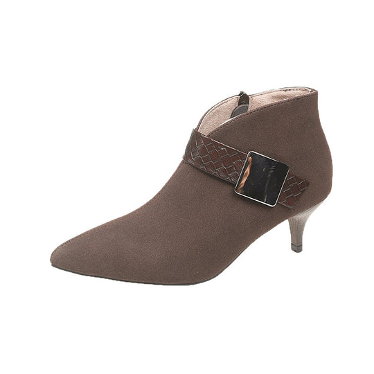 Damen Ankle-Boots mit modischem Riemen und elegantem Blockabsatz EB