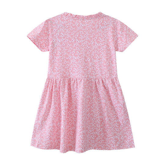 Mädchen Freizeitkleid mit floralem Design und Knopfdetails EB