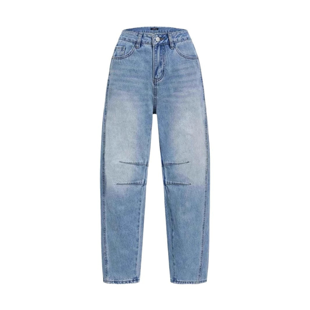 Damen Hoch Taillierte Baggy Jeans EB