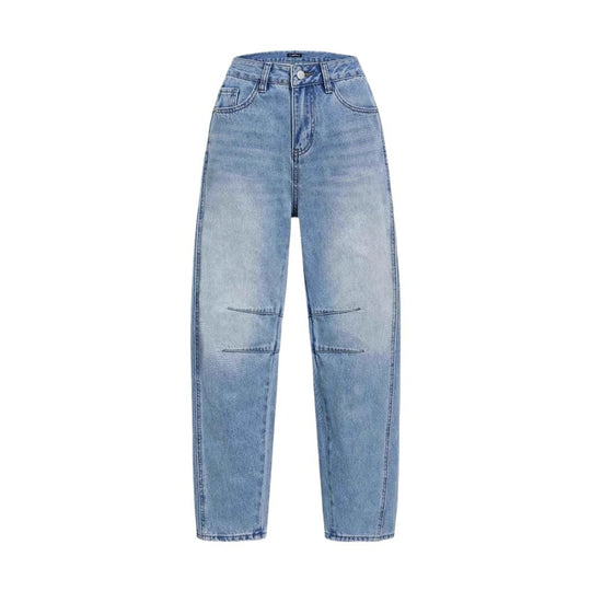 Damen Hoch Taillierte Baggy Jeans EB