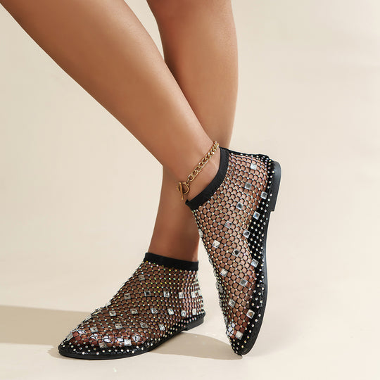Damen Glitzernde Netz-Boots mit offener Zehenpartie und modischem Design EB