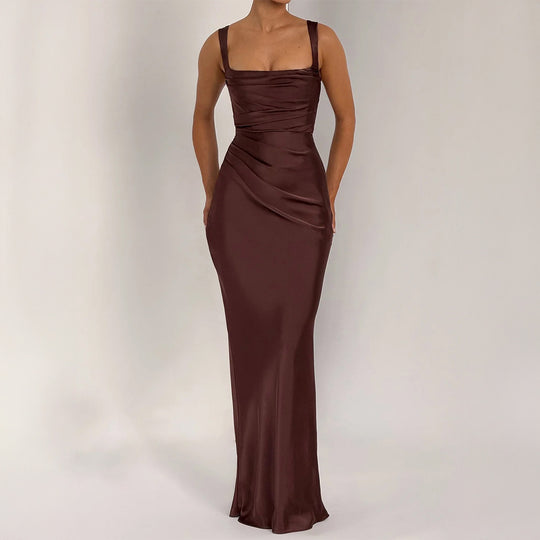 Damen Maxikleid mit elegantem Quadrat-Ausschnitt und figurformendem Design EB