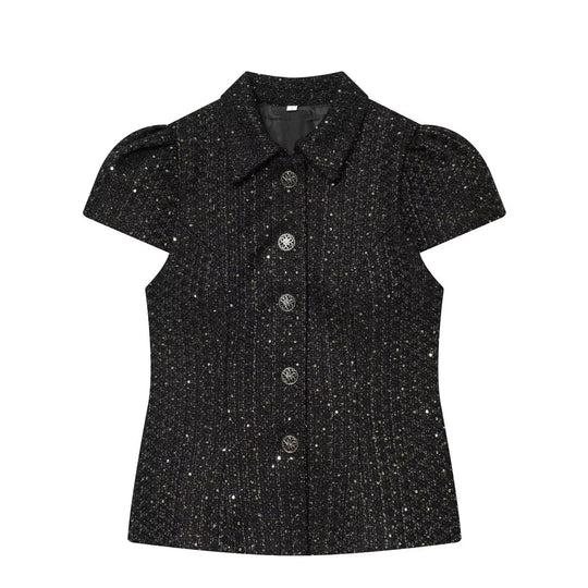 Damen modische Bluse im Tweed-Stil EB