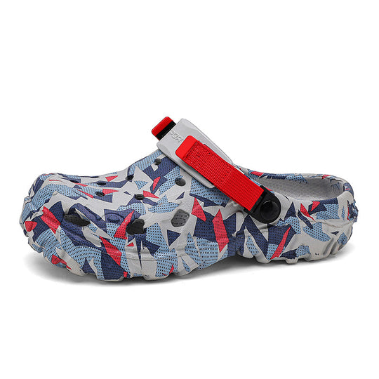 Damen modische Clogs mit einzigartigem grafischen Design und verstellbarem Riemen EB