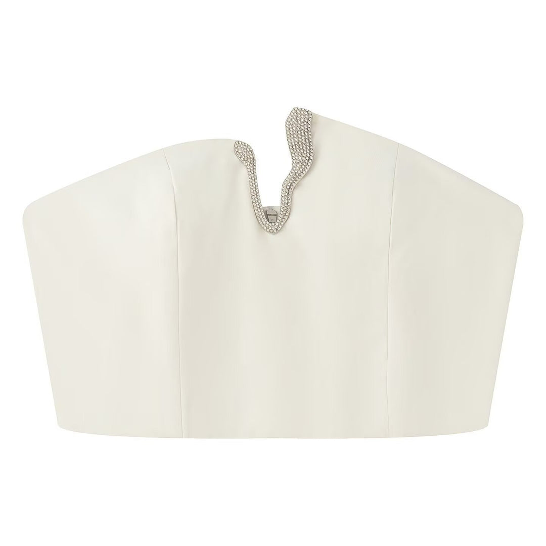 Damen Crop-Top und Mini-Rock Set mit dekorativem Detail EB