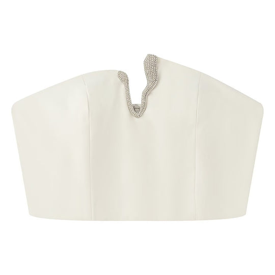 Damen Crop-Top und Mini-Rock Set mit dekorativem Detail EB