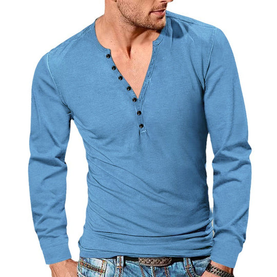 Herren Langarm-Henley-Shirt mit modischen Knopfdetails und weichem Baumwollstoff EB