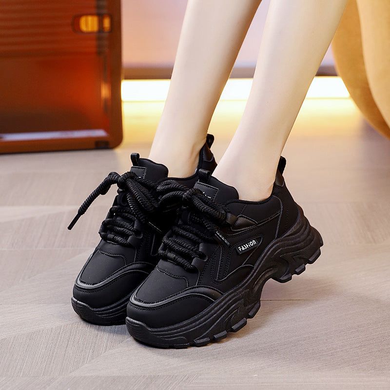 Damen modische Lauf-Sneaker mit dicker Profilsohle und atmungsaktivem Obermaterial EB