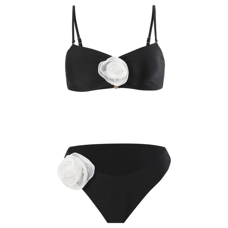 Damen Bikini-Set mit verspieltem Blumendetail und schickem Wickel-Design EB
