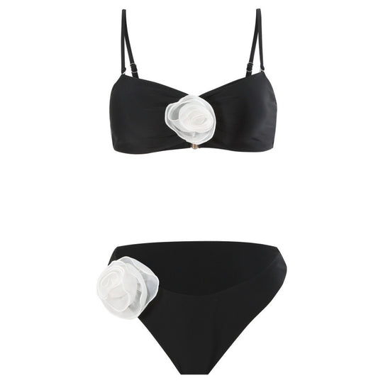 Damen Bikini-Set mit verspieltem Blumendetail und schickem Wickel-Design EB