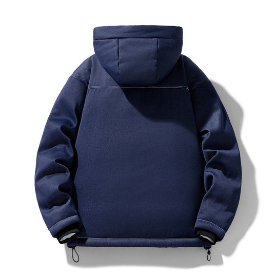 Herren urbaner Kapuzen-Insulated Overshirt mit gesteppter Thermofüllung und Kontrastnähten EB