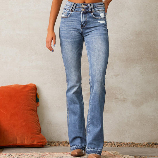 Damen Hochgeschnittene Flared Jeans EB