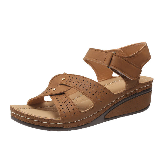 Damen bequeme und elegante Wedge-Sandalen mit verstellbarem Riemen EB