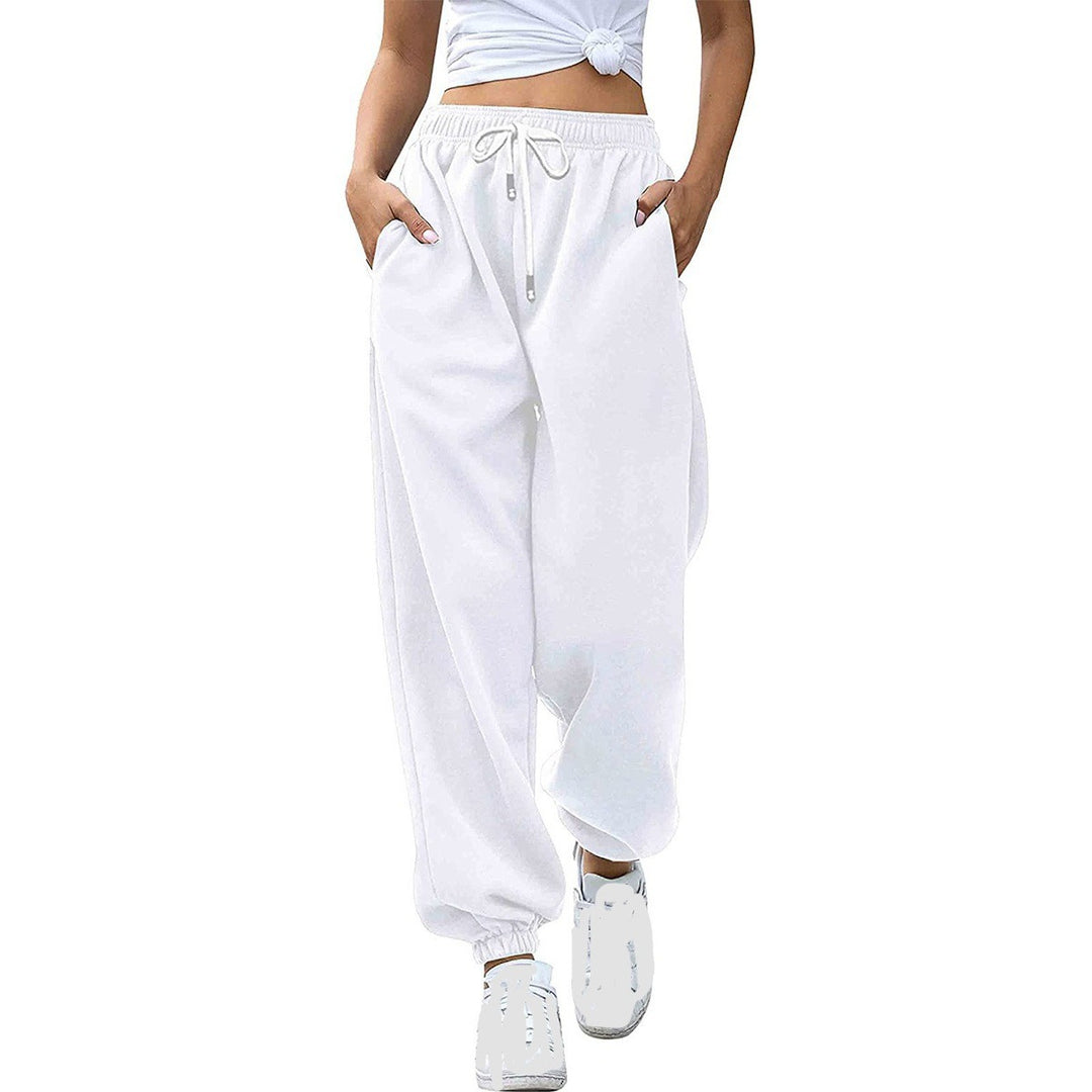 Damen nan lässige Jogginghose mit hohem Bund elastischen Knöchelabschlüssen und weichem Fleecefutter EB