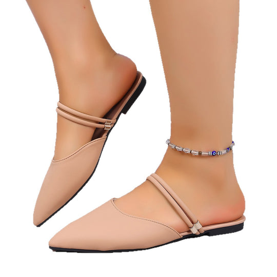 Damen elegante Ballerina-Pantoletten mit feinem Riemendesign EB