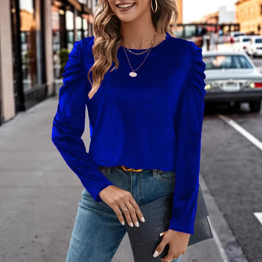 Damen Elegantes Langarmshirt mit Raffungen EB
