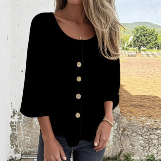 Damen Elegantes und lässiges Blusenshirt mit Knopfdetail EB