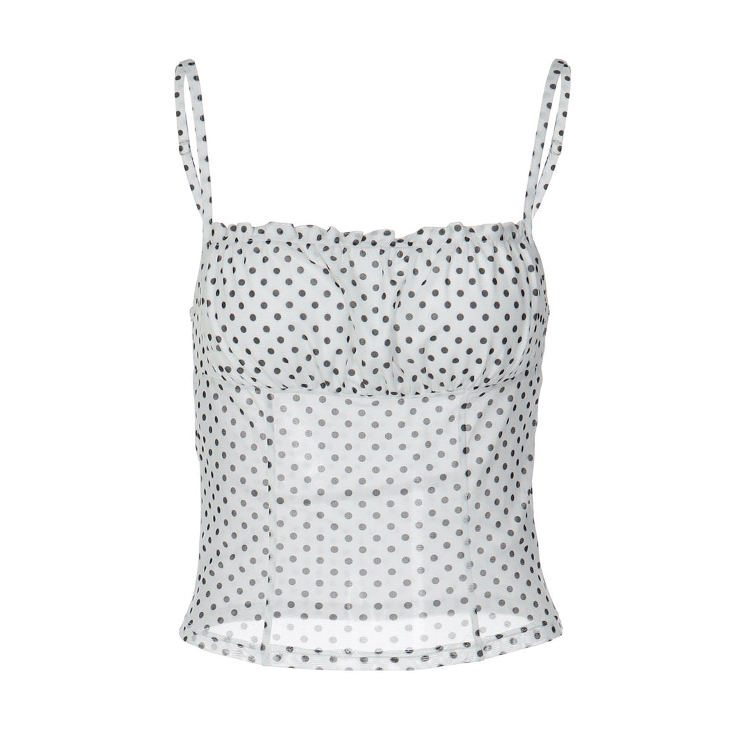 Damen Polka Dot Crop Top mit verstellbaren Trägern EB