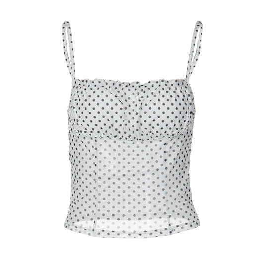 Damen Polka Dot Crop Top mit verstellbaren Trägern EB