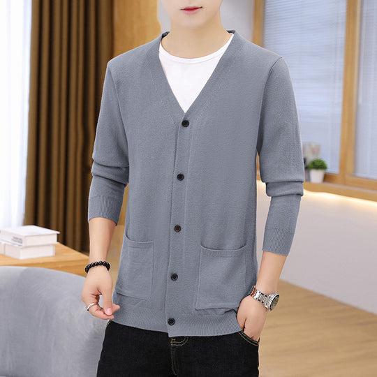 Herren eleganter leichter Strickcardigan mit Taschen EB