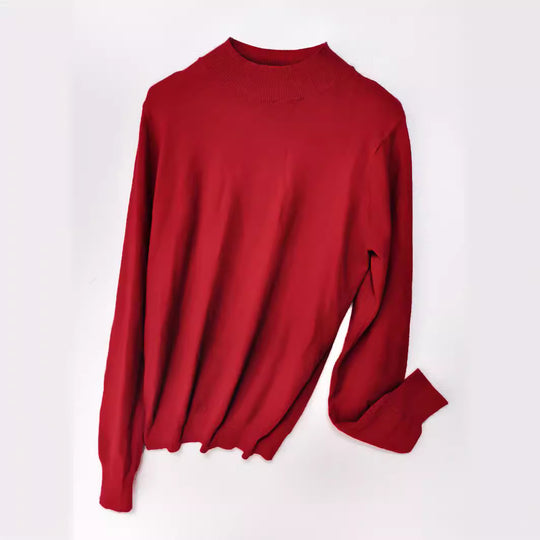 Damen Hochwertiger Pullover mit Stehkragen aus feinem Strick EB
