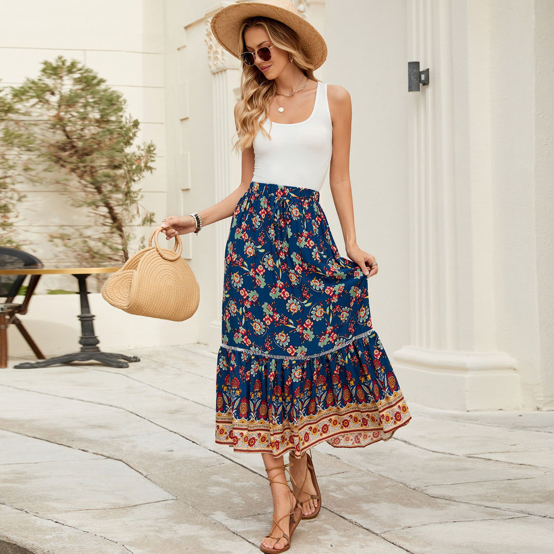 Damen Maxi-Rock mit verspieltem Blumenmuster EB