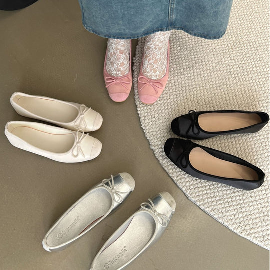 Damen elegante Ballerinas mit zartem Schleifen-Detail EB