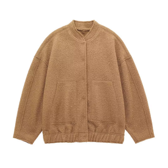 Damen lässige Jacke im Oversized-Stil mit praktischen Taschen EB