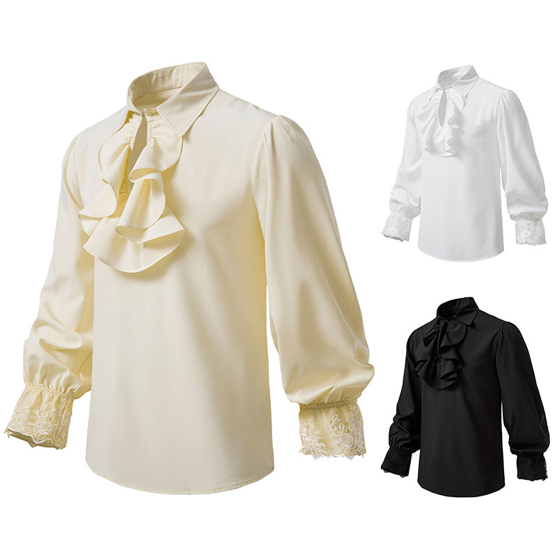 Damen Bluse mit Rüschendetails und Spitzenabschlüssen EB