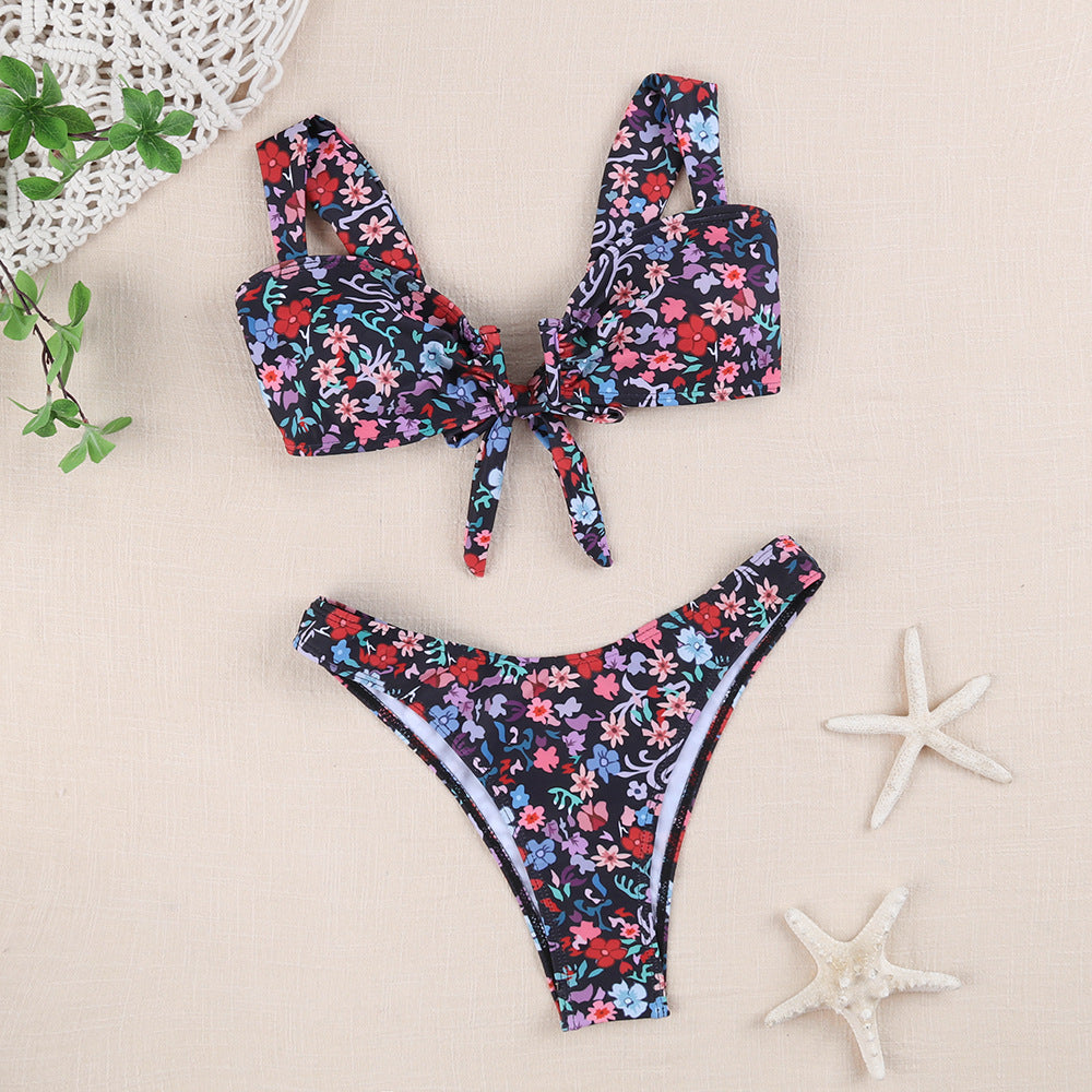 Damen Bikini-Set mit verspieltem Knotendesign und floralem Print EB