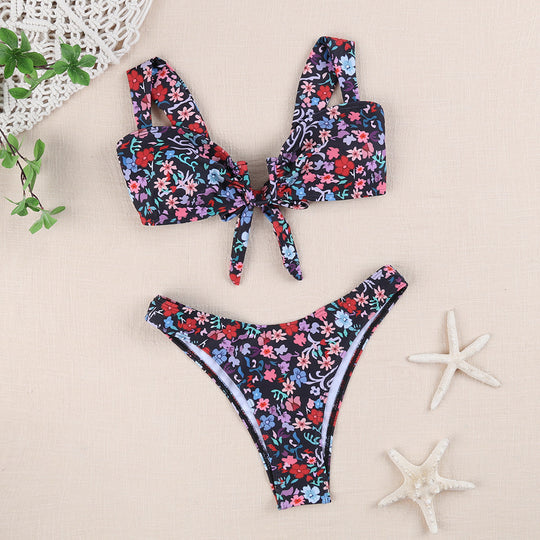 Damen Bikini-Set mit verspieltem Knotendesign und floralem Print EB