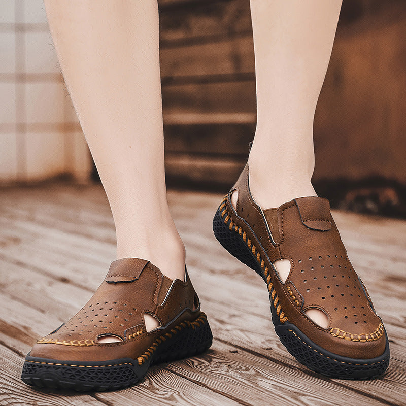 Herren atmungsaktive Leder Sandalen EB