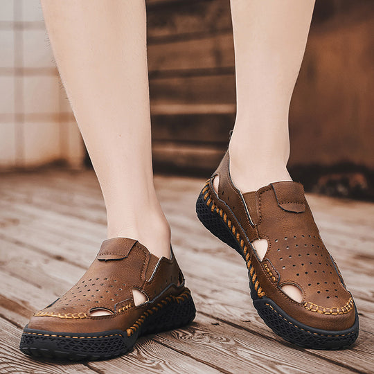 Herren atmungsaktive Leder Sandalen EB