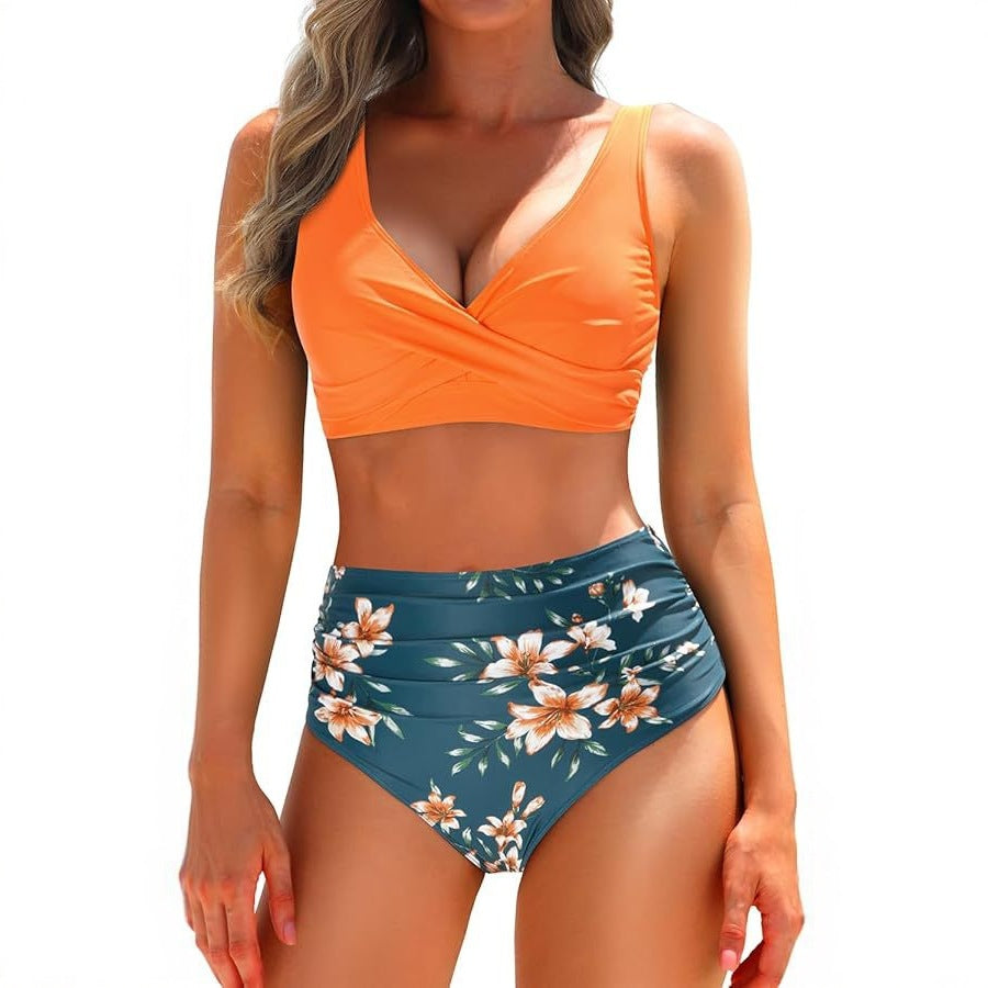 Damen Hochtailliertes Bikini-Set mit Wickeloberteil EB 1782205596