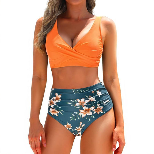 Damen Hochtailliertes Bikini-Set mit Wickeloberteil EB 1782205596