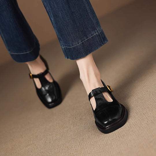 Damen Elegante Ballerinas mit modischer Schnallenverzierung EB