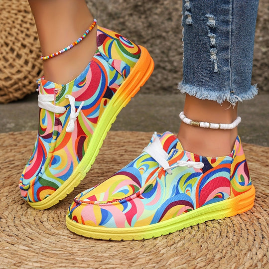 Damen Farbenfrohe Freizeitschuhe mit stylischem Grafikdesign EB