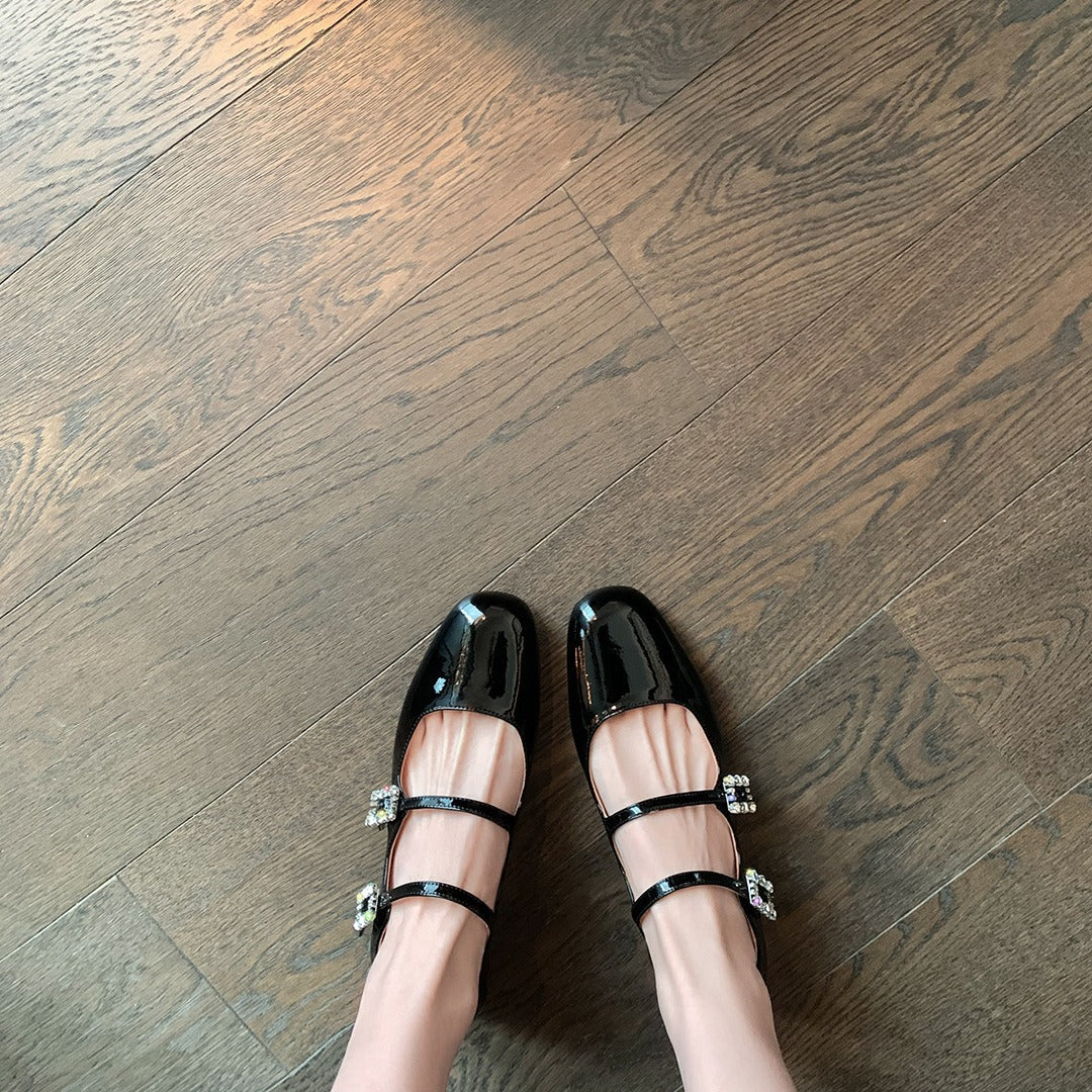 Damen elegante Slingback-Ballerinas mit funkelnden Schnallen EB