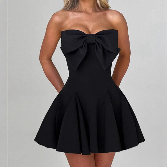 Damen Trägerloses Minikleid mit voluminösem Schleifendetail EB