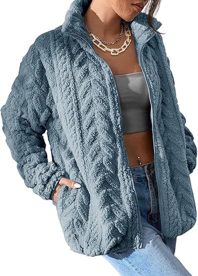 Damen Kuschel-Fleecejacke mit Oversized-Schnitt und Stehkragen EB