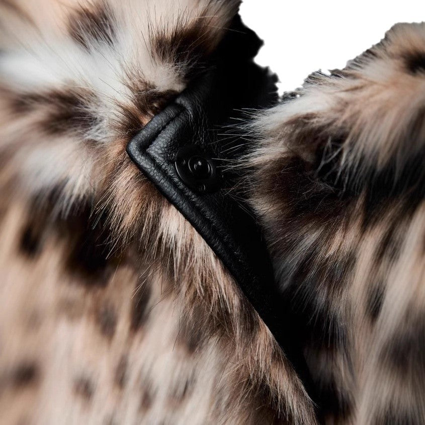 Damen Modische Leopardenmuster Kunstpelzjacke EB