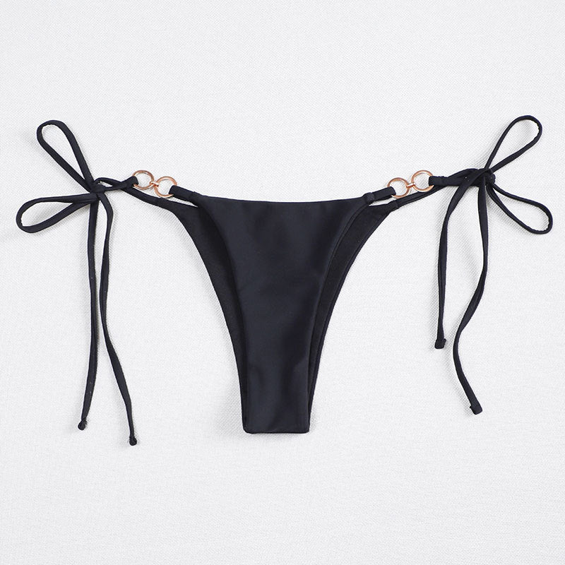 Damen minimalistischer Bikini-Hosenteil mit verstellbaren Schleifen EB