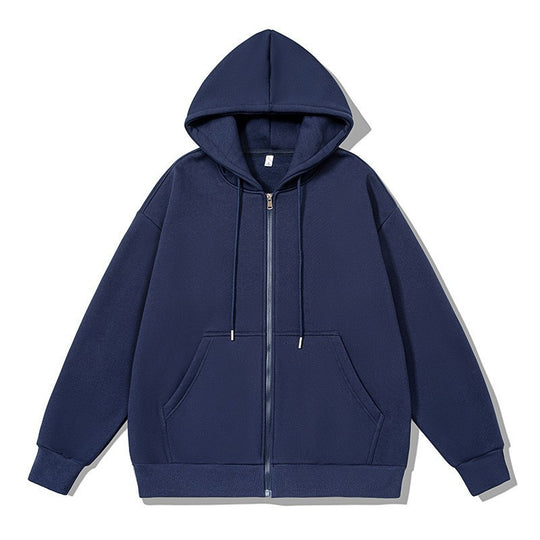 Unisex oversized Kapuzenjacke mit ausladendem Schulterschnitt, durchgehendem Reißverschluss und French-Terry EB