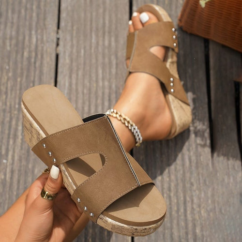 Damen Keil-Sandalen mit modischem Riemchen-Design und komfortabler Korksohle EB