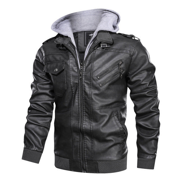 Herren lässige jacke mit abnehmbarer Kapuze und funktionalen Taschen EB