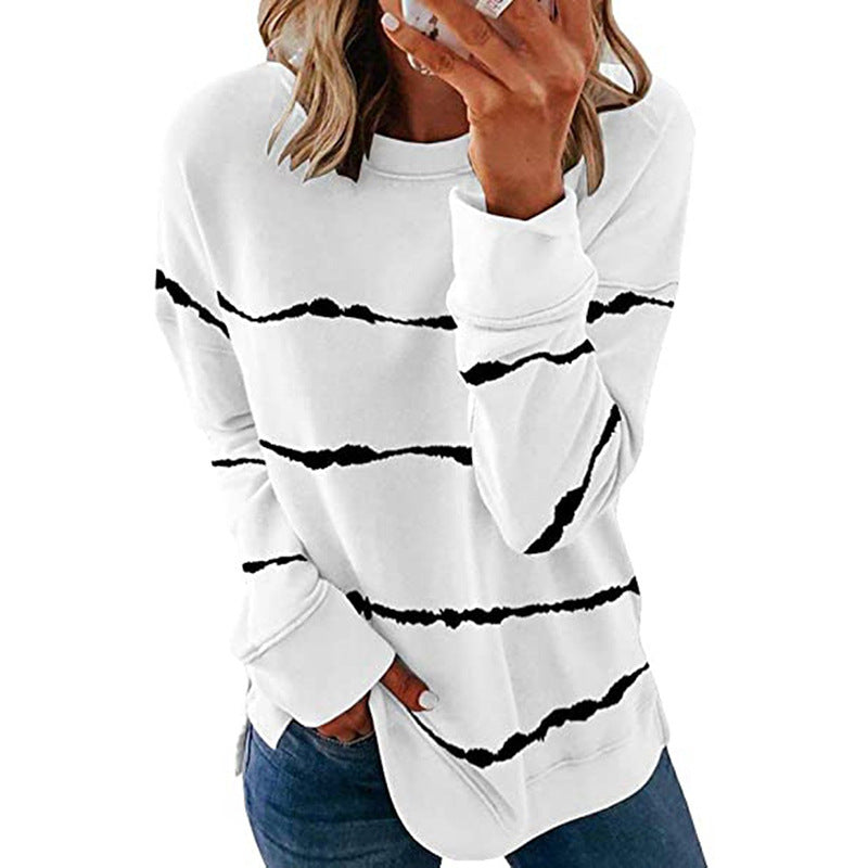 Damen Freizeit Sweatshirt mit modernen Streifen EB
