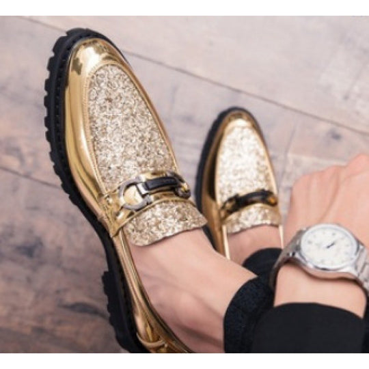 Damen Elegante Mokassins mit glitzerndem Obermaterial und modischem Design EB