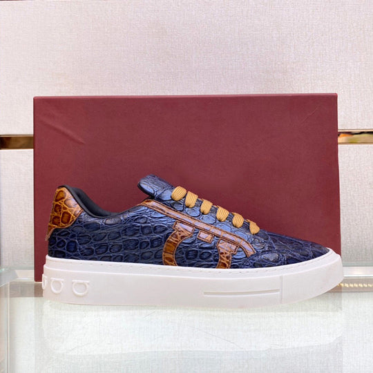 Damen Elegante Sneakers mit raffiniertem Krokodil-Design und modischen Akzenten EB